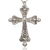 Antique Silver Alloy Rhinestone Cross Big Pendants RB-J109-01AS-2