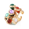 Synthetic Gemstone & Resin & Plastic Imitation Pearl Charms Finger Rings for Women RJEW-Z047-03G-1-2