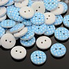 2-Hole Flat Round Polka Dot Printed Wooden Sewing Buttons X-BUTT-M007-M-2