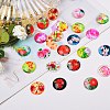 100Pcs Flower Printed Glass Cabochons GGLA-SZ0001-19-5