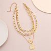 Punk Flat Round with Human Pattern Alloy Multi Layered Necklaces FS-WG0D034-01-2