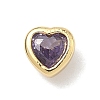 Heart Brass Micro Pave Cubic Zirconia Cabochons KK-P345-13G-D-2