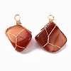 Natural Red Agate Pendants G-N332-50-03-2