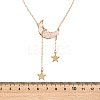 Natural Rose Quartz Chip Beads Moon Pendant Brass Cable Chain Necklaces for Women NJEW-TA00257-03-4