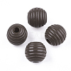 Painted Natural Wood Beehive Beads WOOD-S049-04A-01-1