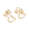Brass Micro Pave Clear Cubic Zirconia Screw Carabiner Lock Charms KK-F814-28G-2