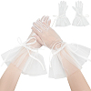 Satin Lace Bridal Short Gloves AJEW-WH0473-10-1