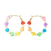 Heart & Glass Pearl Beaded Big Huggie Hoop Earrings for Women EJEW-JE04740-1