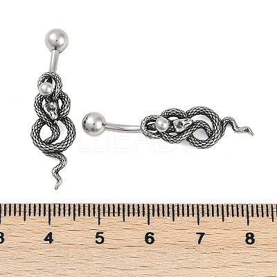 Snake 316 Surgical Stainless Steel Dangle Belly Button Rings EJEW-G416-18B-AS-1