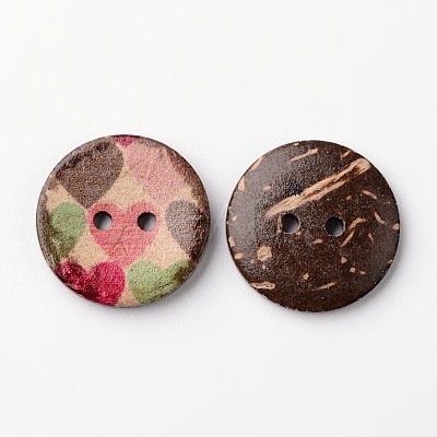 Flat Round 2-Hole Coconut Buttons BUTT-D049-16-1