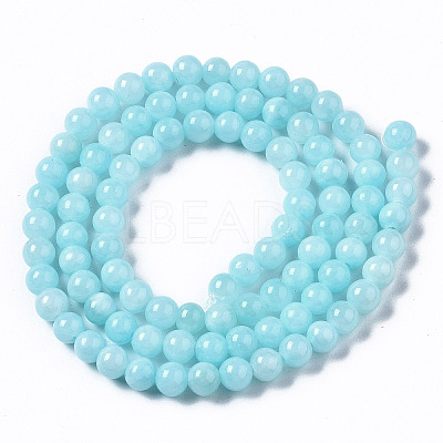Natural Dyed Yellow Jade Gemstone Bead Strands G-R271-4mm-Y04-1