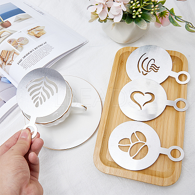 430 Stainless Steel Coffee Latte Art Molds AJEW-WH0038-40P-1