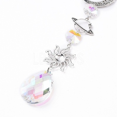AB Color Plated Crystal Teardrop Big Pendant Decorations HJEW-G019-03E-1