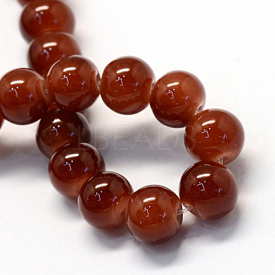 Baking Paint Imitation Jade Glass Round Bead Strands LS-DGLA-Q021-8mm-11-1