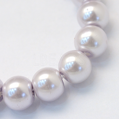Baking Paint Pearlized Glass Pearl Round Bead Strands X-HY-Q003-4mm-25-1
