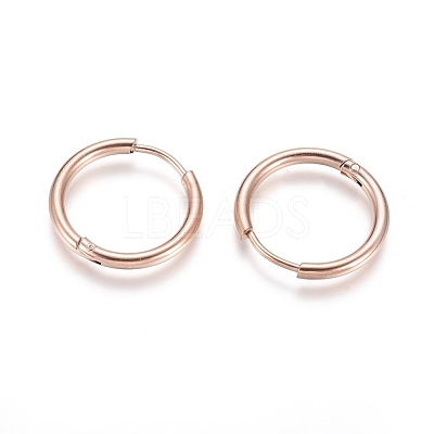 Ion Plating(IP) 304 Stainless Steel Huggie Hoop Earrings EJEW-F111A-19mm-RG-1