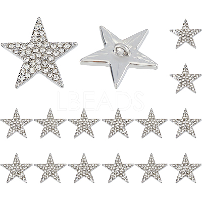 16Pcs Alloy Rhinestone Buttons BUTT-FH0001-031B-1