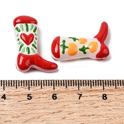 Boot Baking Paint Glass Enamel  Beads LAMP-C020-02-01-1