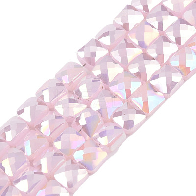 Electroplate Opaque Solid Color Glass Beads Strands EGLA-N002-42-01-1