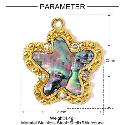 304 Stainless Steel Paua Shell Pendants STAS-OY002-24G-1