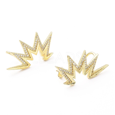 Brass Micro Pave Clear Cubic Zirconia Stud Earrings EJEW-G350-03G-1