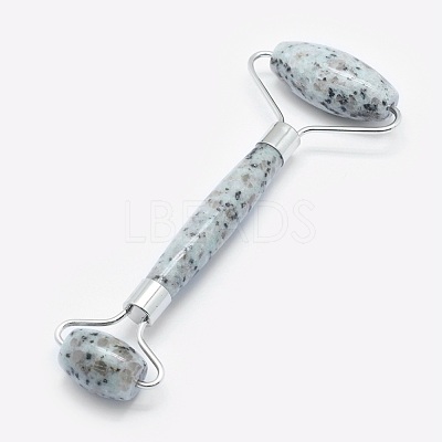 Natural Sesame Jasper/Kiwi Jasper Brass Face Massager MRMJ-G008-05P-1