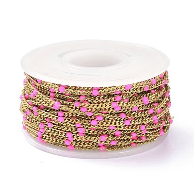 Ion Plating(IP) 304 Stainless Steel Enamel Curb Chains CHS-P013-01G-07-1