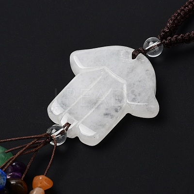 Hamsa Hand/Hand of Miriam Natural Quartz Crystal Pendant Decorations HJEW-R127-02B-1