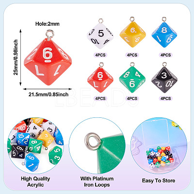 24Pcs 6 Colors Acrylic Pendants OACR-TA0003-74-1