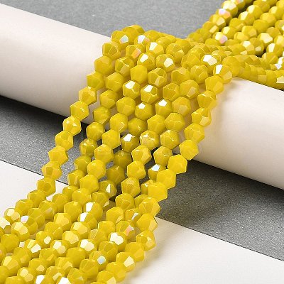 Opaque Solid Color Electroplate Glass Beads Strands GLAA-F029-P4mm-A05-1