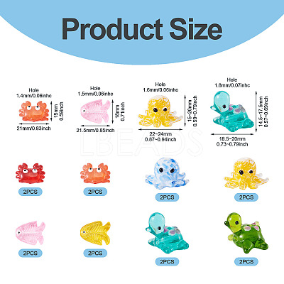 16Pcs 8 Styles Marine Theme Glass Enamel Beads LAMP-TA0002-31-1