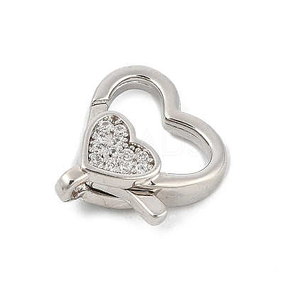 Brass Micro Pave Clear Cubic Zirconia Lobster Claw Clasps KK-P299-06P-1