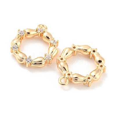 Brass Micro Pave Cubic Zirconia Pendants X-KK-E090-21G-1