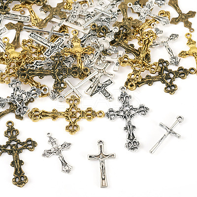 50Pcs 10 Style Tibetan Style Alloy Pendants FIND-TA0006-67-1