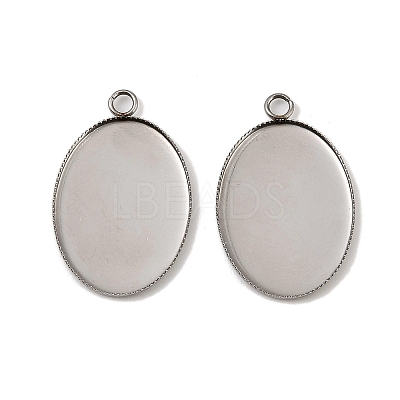 304 Stainless Steel Pendant Cabochon Settings X-STAS-NH0002-01A-P-1