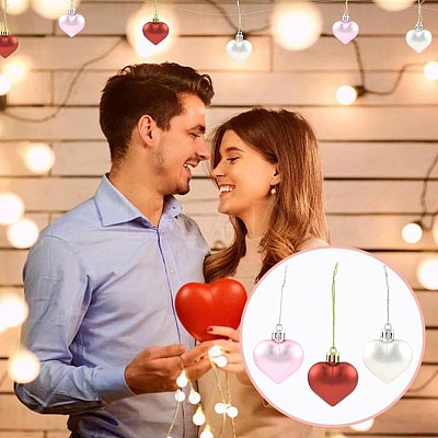 10Pcs 3 Styles Plastic Heart Pendant Decorations AJEW-FS0001-48-1