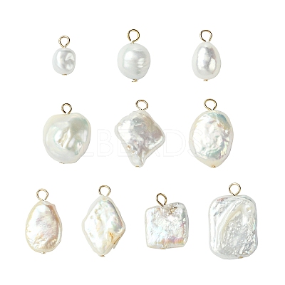 10Pcs 10 Styles Natural Baroque Keshi Pearl Pendants KK-CJ0003-62-1