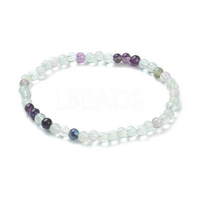 Natural Fluorite Beaded Stretch Bracelets BJEW-D446-A-38-1