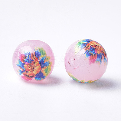 Printed & Spray Painted Imitation Jade Glass Beads GLAA-S047-05A-01-1