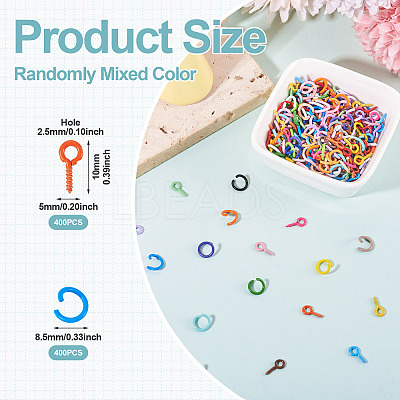 400Pcs Alloy Screw Eye Pin Peg Bails FIND-TA0007-89-1