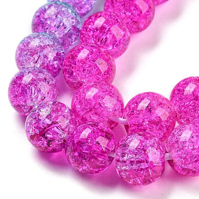 Spray Painted Crackle Glass Beads Strands DGLA-C002-8mm-09-1