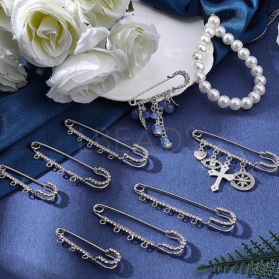 16Pcs 4 Styles Iron Rhinestone Safety Pins FIND-SC0022-25P-1