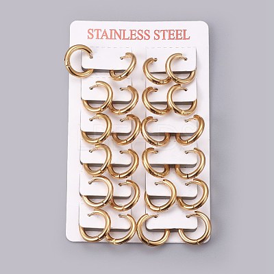 Ion Plating(IP) 304 Stainless Steel Huggie Hoop Earrings EJEW-O087-06B-1