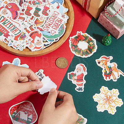 1 Bag Christmas Theme Paper Self-Adhesive Stickers DIY-SC0032-88-1