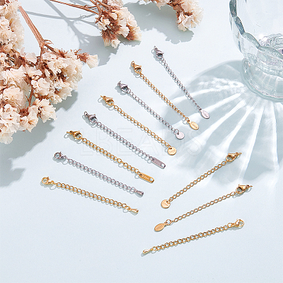 16Pcs 8 Styles 304 Stainless Steel Chain Extender STAS-ME0003-36-1