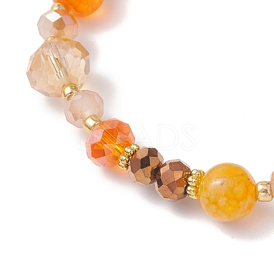 3Pcs 3 Styles Thanksgiving Day Alloy Enamel & ABS Plastic Imitation Pearl Charm Bracelets BJEW-JB12627-1