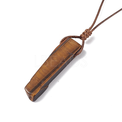 Natural Black Obsidian Nugget Pendant Necklace with Waxed Cord for Women NJEW-F306-01E-1