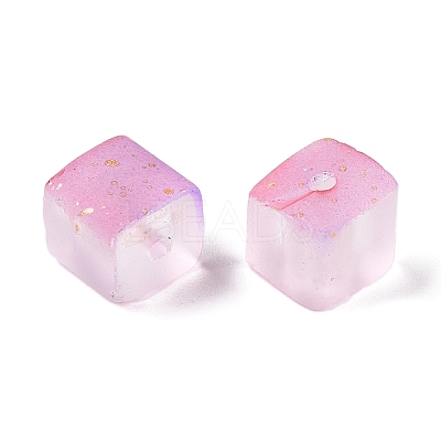 Frosted Glass Beads with Golden Glitter Powder DGLA-NH001-8mm-01J-1