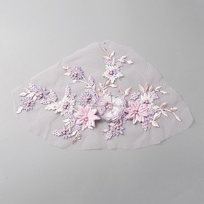 3D Flower Pattern Rayon Embroidery Ornament Accessories DIY-WH0399-52A-1