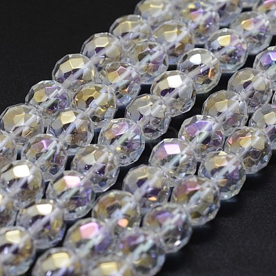 Electroplated Natural Quartz Crystal Beads Strands G-K285-10-6mm-1